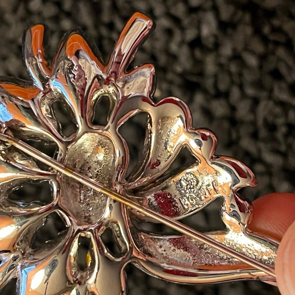 Vintage Bogoff Clear Rhinestone Large Floral Broo… - image 8
